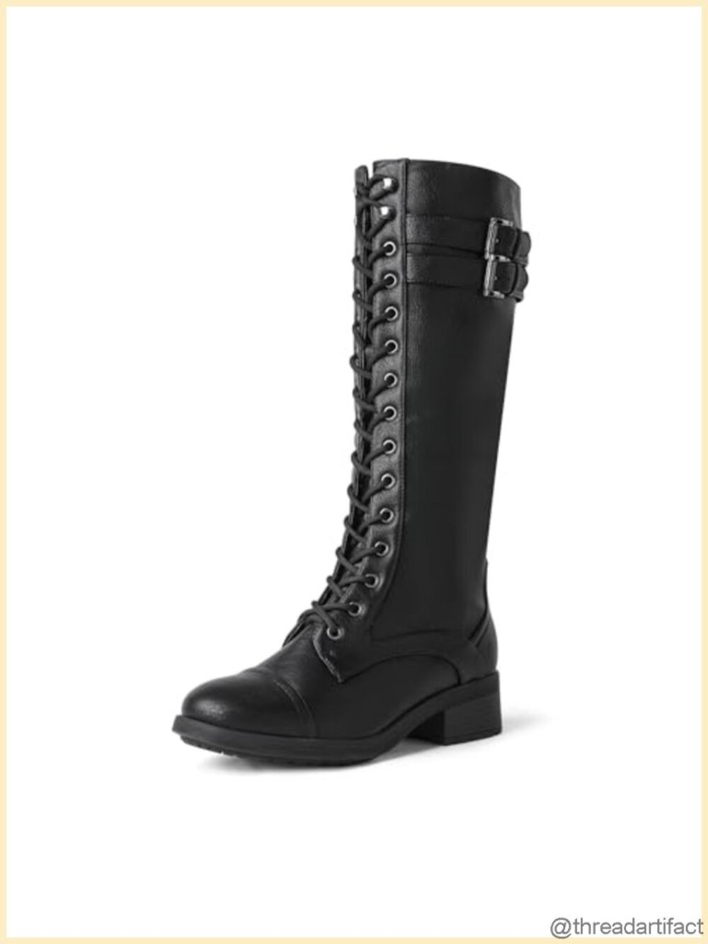 Women's Knee High Riding Combat Boots Faux Fur Lined Zip Up
